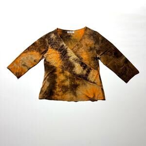 Vintage Only Nine Earthy Orange and brown tie dye blouse